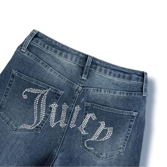 NEW Juicy Couture Lunita Jeans Relaxed Wide Leg Bling Rhinestones Size 5/27 - Picture 1 of 10